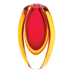 Brilliant reds and golds glow in any light, bringing a burst of color to any room. Add your favorite blooms to this striking glass vase for a breathtakingly beautiful focus piece!