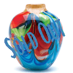 This individually hand crafted jug-shaped vase is a treasure of glowing color and graceful garden imagery. Actual item may vary in colors from the picture shown here.