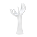 If you could use a hand (or two) to keep your jewelry organized, this beautiful statuette help! Two sleek and slender hands reach up to keep your necklaces, bracelets and rings in order. Even when empty, it looks like a modern work of art. 