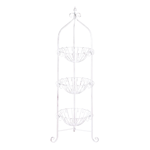 This corner basket stand is proof that romantic and charming room additions can be functional! Three curled metal wire baskets stand in a metal frame, complete with curled feet and a finial on top. Fill it with three of your favorite plants or blooms, or let your imagination fill these baskets with whatever you’d like to display.